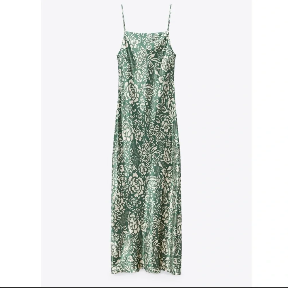 ZARA Green Floral Midi Dress | NWOT - Picture 3 of 14